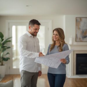 Builder from Mi Hometown Building guiding a home owner